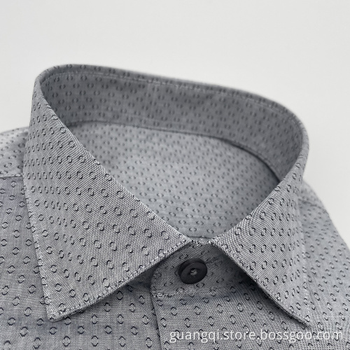 Jacquard CVC long sleeve shirts for men